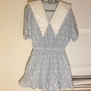 GANNI collared floral mini dress baby blue (new)